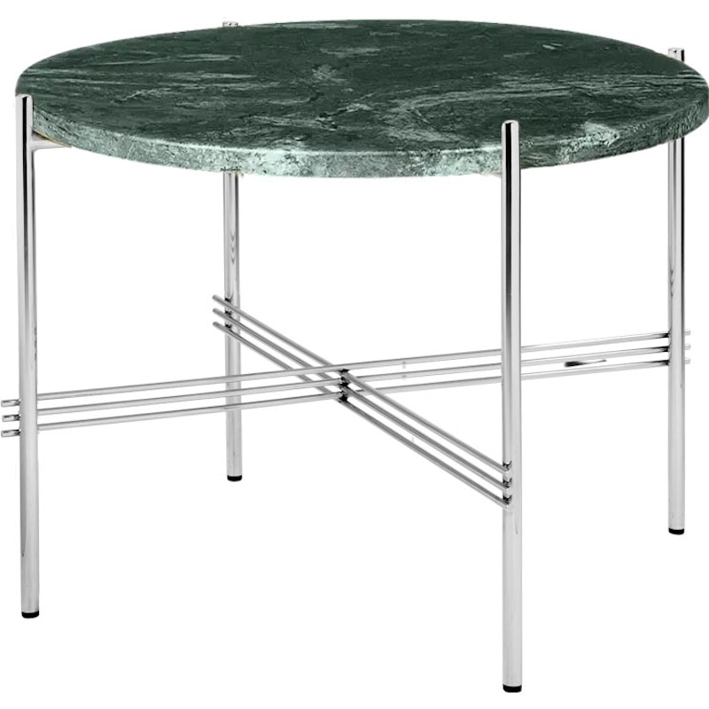 TS Salontafel 55 cm, Gepolijst Staal / Groen Guatemala-marmer