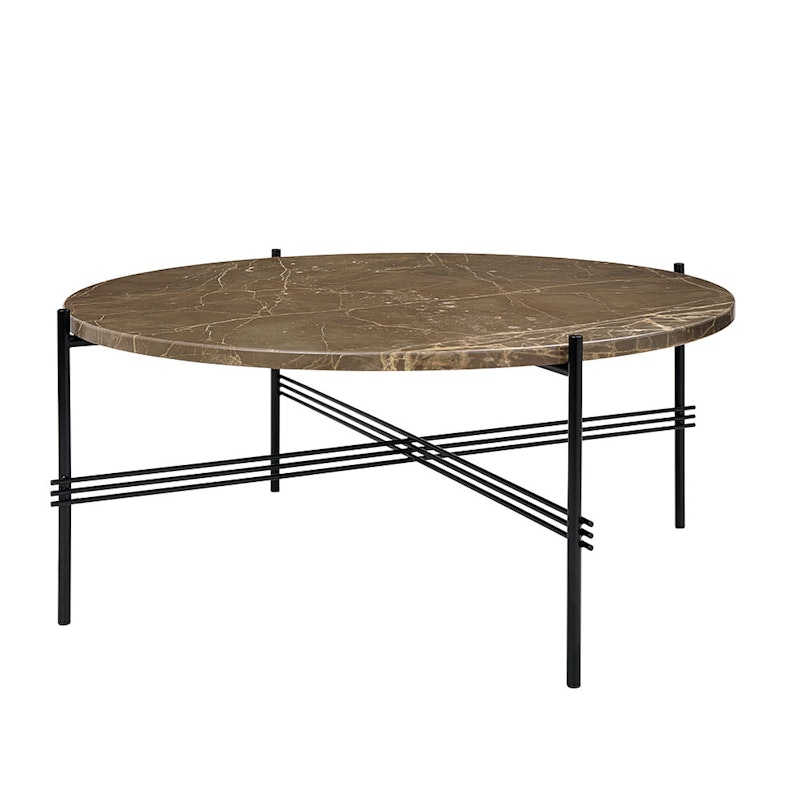 TS Salontafel 80 cm, Zwart / Bruin Emperador-marmer