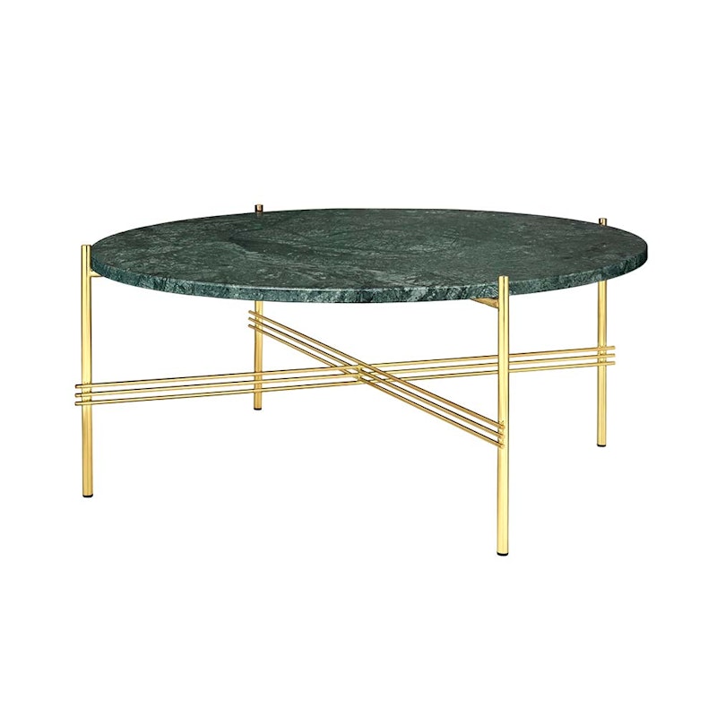 TS Salontafel 80 cm, Messing / Groen Guatemala-marmer