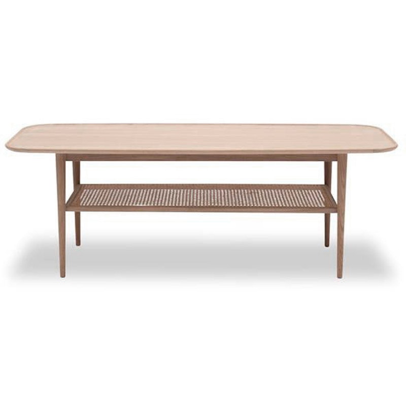 Athene Salontafel 60x150 cm, Wit Geolied Eiken / Rotan