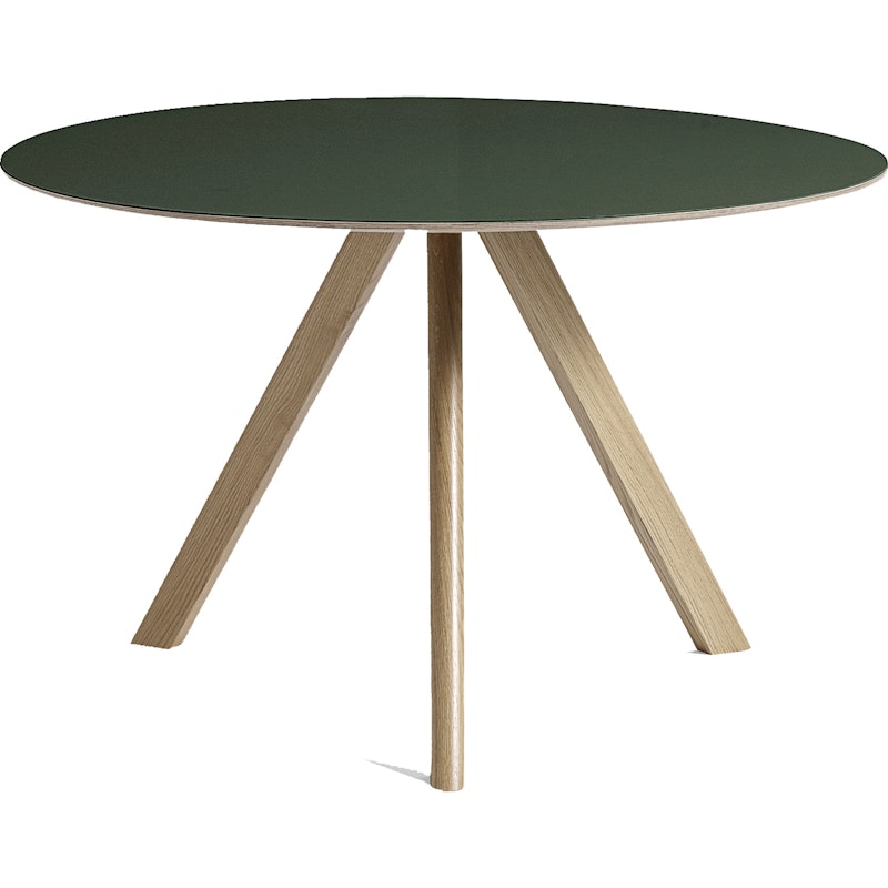 CPH20 Tafel Ø120 cm, Op Waterbasis Gelakt Eiken / Groen Linoleum