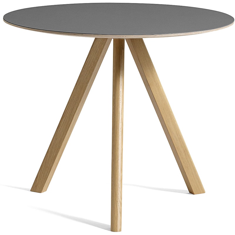 CPH20 Tafel Ø90 cm, Op Waterbasis Gelakt Eiken / Grijs Linoleum