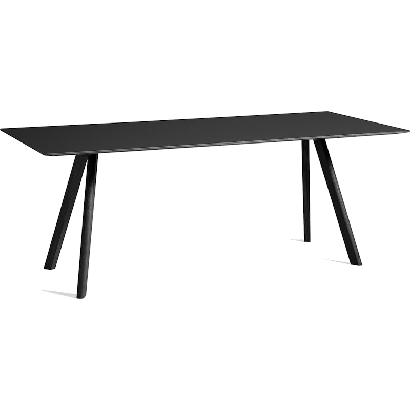 CPH 30 Table 90x200x74 cm, Black Waterbased Lacquered Oak /Black Linoleum