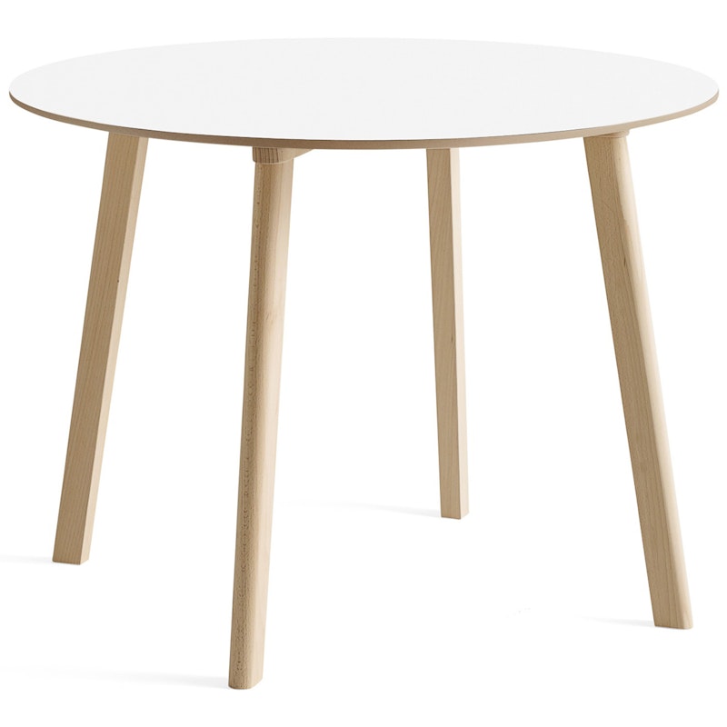 CPH Deux 220 2.0 Tafel Ø100 cm, Pearl White / Onbehandelde Beuk