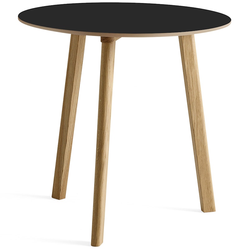 CPH Deux 220 2.0 Tafel Ø75 cm, Zwart / Gelakt Eikenhout Op Waterbasis