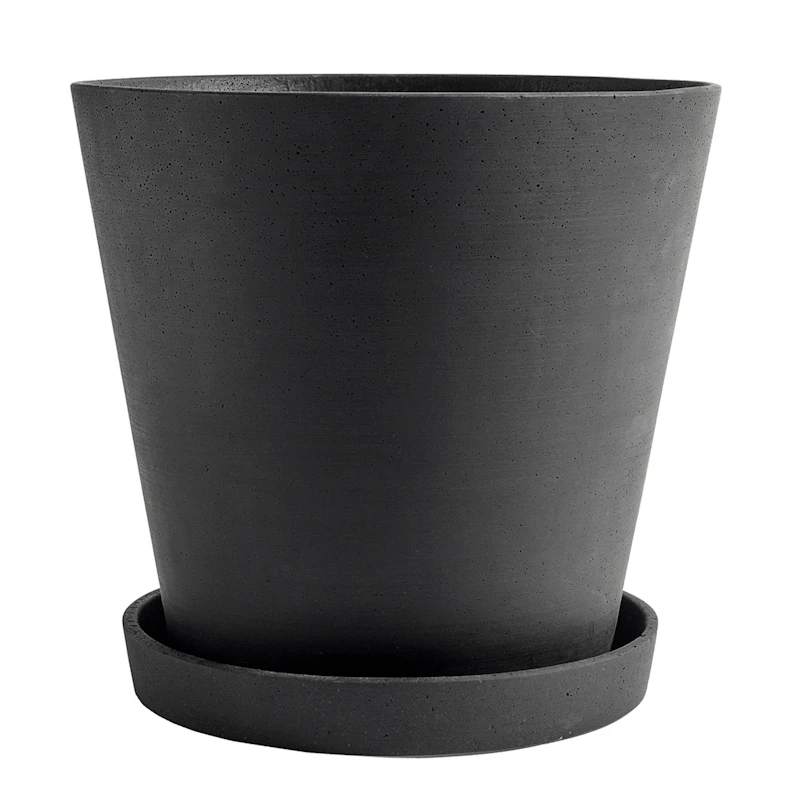 Flowerpot Pot met Schotel Zwart, Ø34 cm XXXL