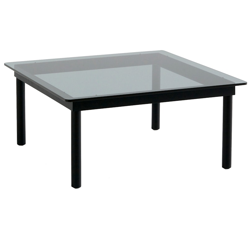 Kofi Salontafel 80x80 cm, Zwart Gelakt Eikenhout Op Waterbasis / Grijsgetint Glas