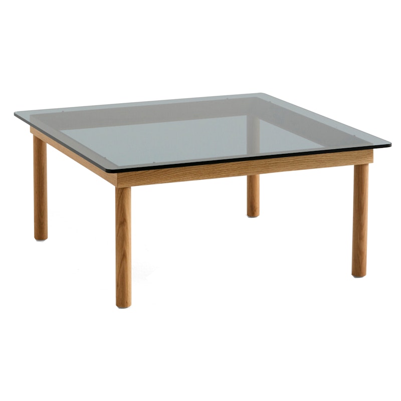 Kofi Salontafel 80x80 cm, Gelakt Eikenhout Op Waterbasis / Grijsgetint Glas