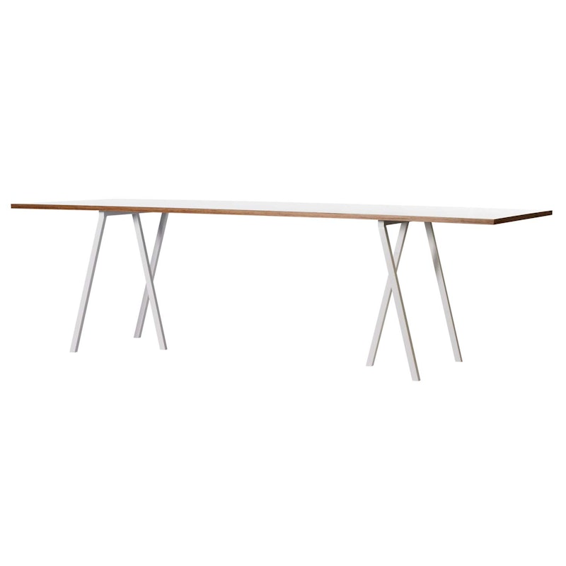 Loop Stand Tafel 200 cm, Laminaat / Wit