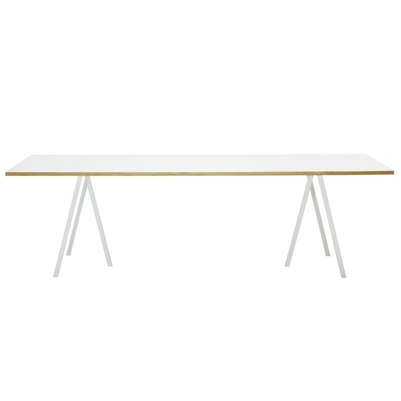 Loop Stand Tafel 250 cm, Laminaat / Wit