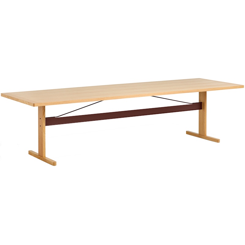 Passerelle Tafel 95x300 cm, Gelakt Eiken / Wijnrood