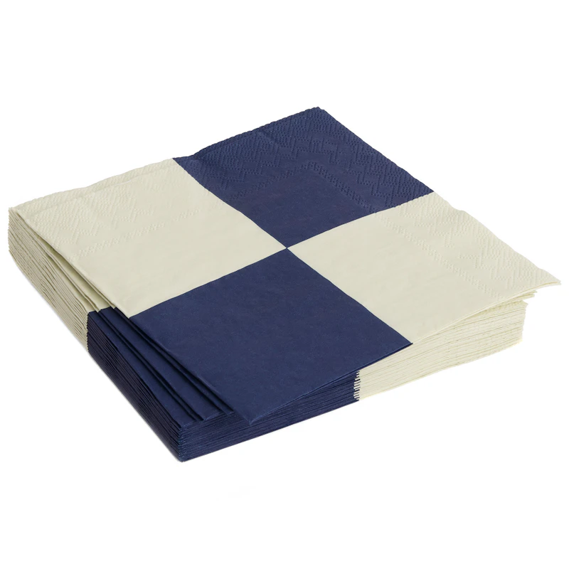 Pattern Servetten 33x33 cm, Gebroken Wit / Donkerblauw