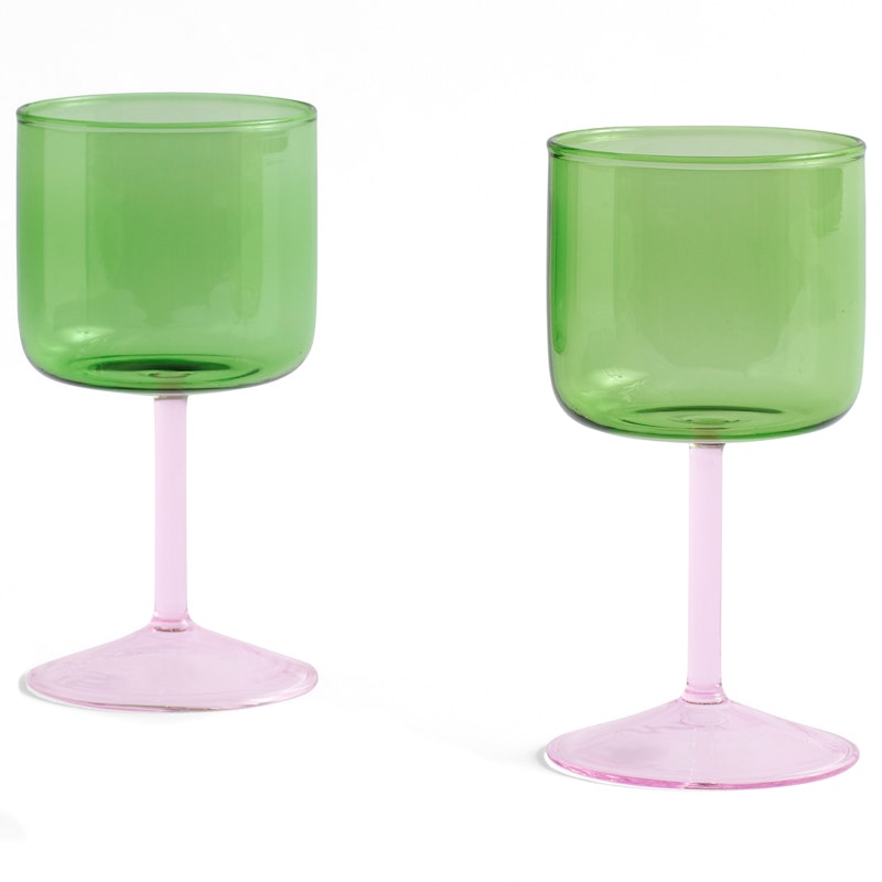 Tint Wijnglas Pak van 2, Groen/Roze