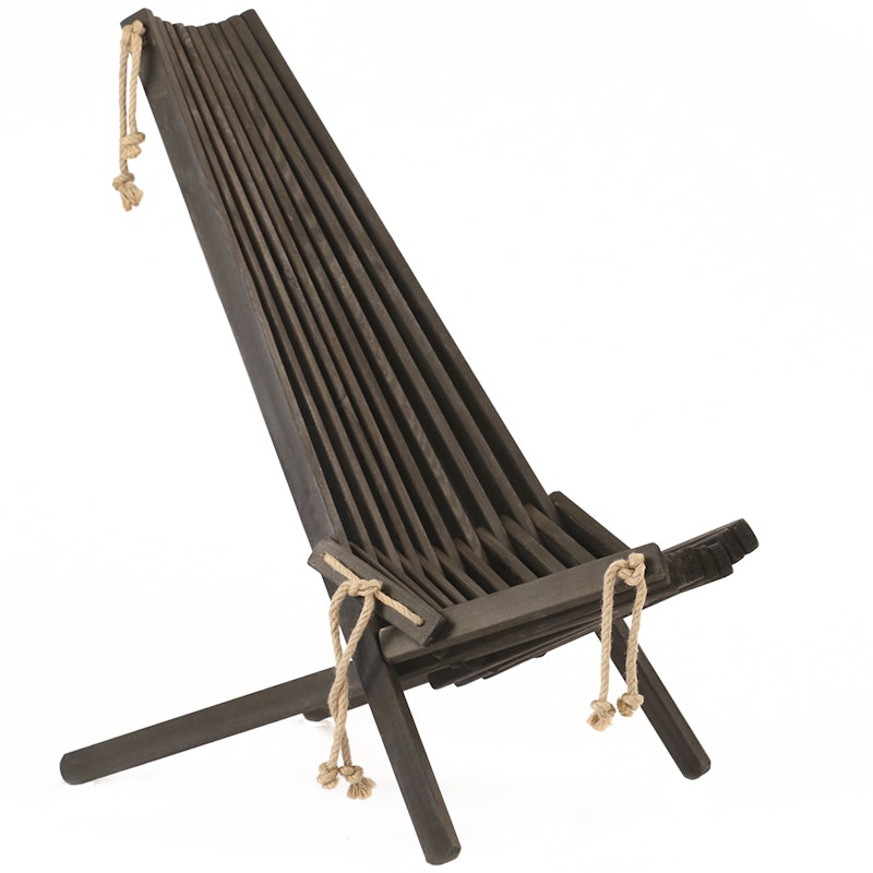 Ecochair Loungestoel Geolied Dennenhout, Zwart