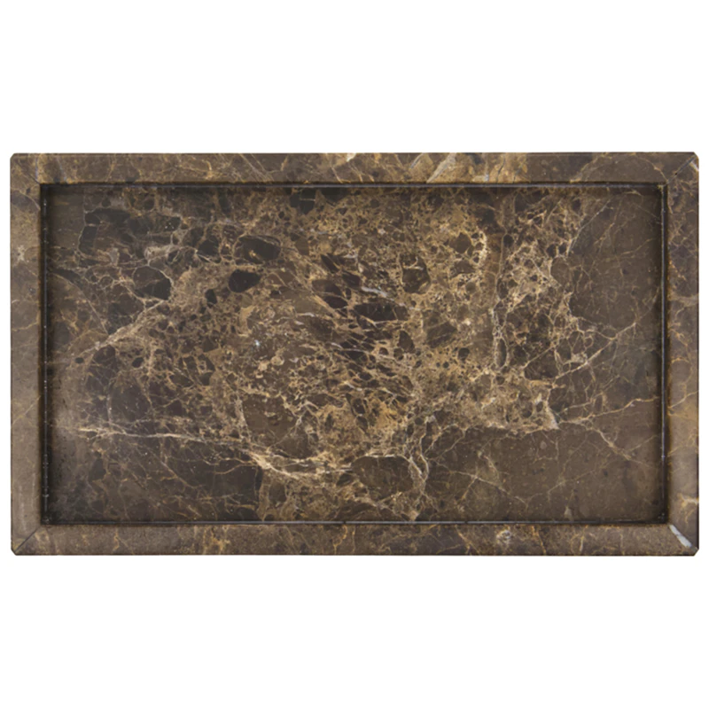 Able Dienblad Marmer 14x24 cm, Bruin