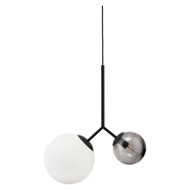 Twice Hanglamp, Zwart/Smokey Grey/Opaal Wit