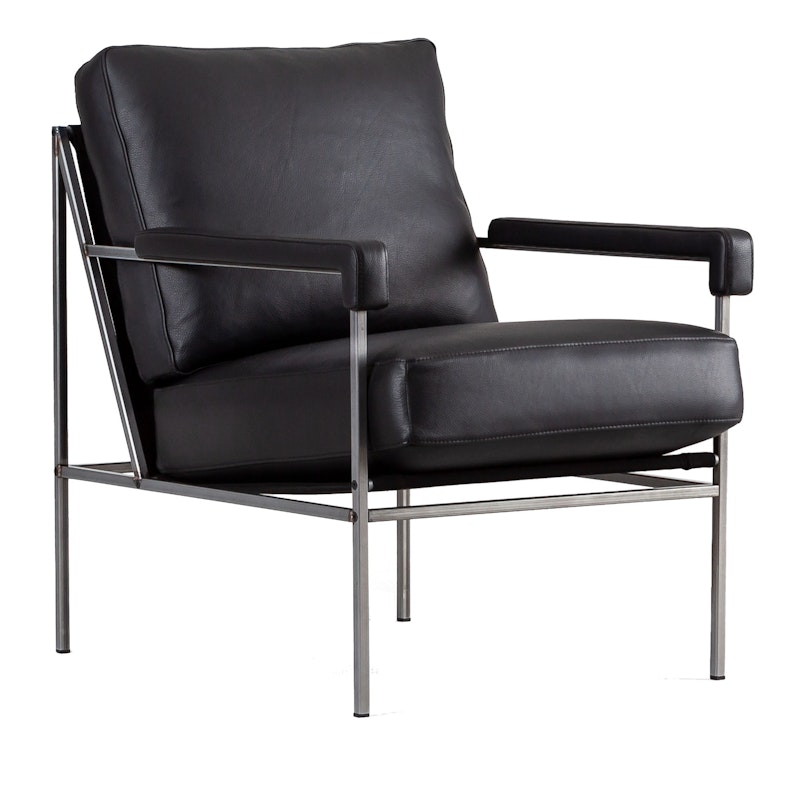 Seventy Five Fauteuil Leer, Zwart / Zwart Canvas