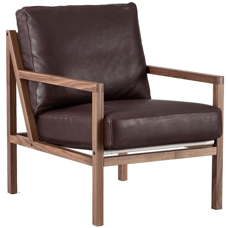 Seventy Five Wood Fauteuil, Walnoothout / Leer