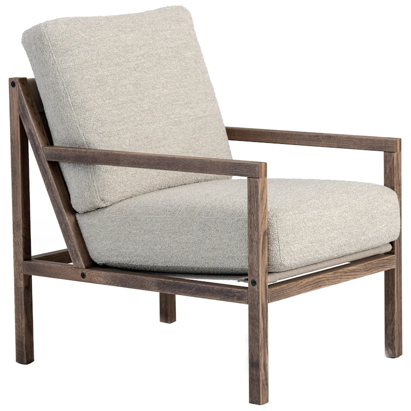 Seventy Five Wood Fauteuil, Gerookt Eikenhout / Bouclé Zand