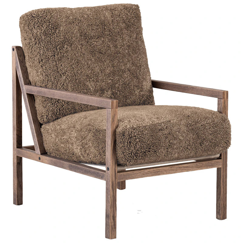 Seventy Five Wood Fauteuil, Gerookt Eikenhout / Shapenvacht Sahara