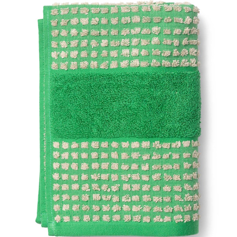 Check Handdoek 100x50 cm, Groen/Zand