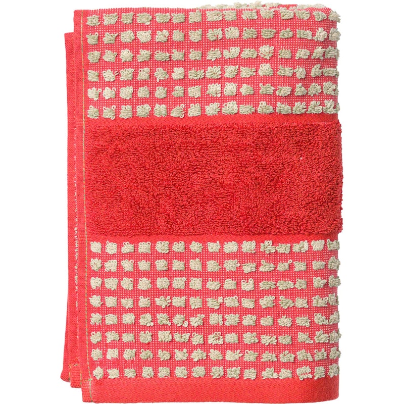 Check Handdoek 100x50 cm, Rood/Zand