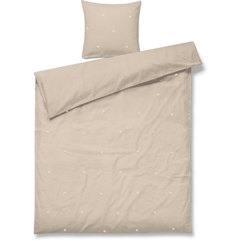 Daisy Dekbedovertrekset 140x220 + 60x63 cm, Zand / Wit