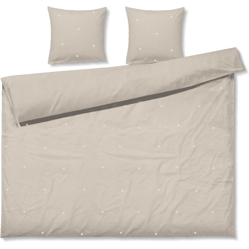 Daisy Dekbedovertrekset 220x220 + 50x60 cm, Zand / Wit