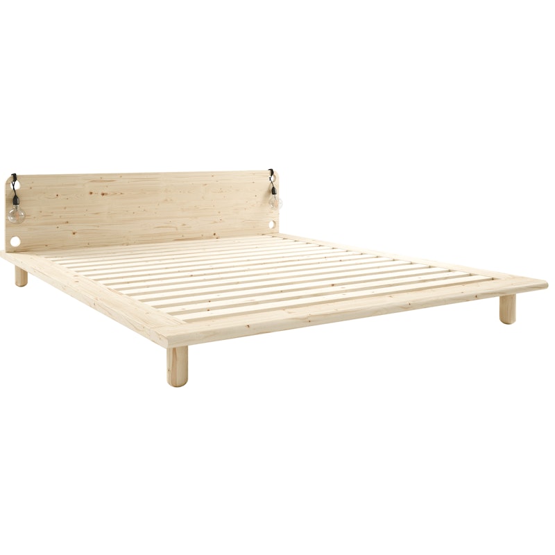 Peek Bedframe Met 2 Lampen Blank Gelakt, 140x200 cm