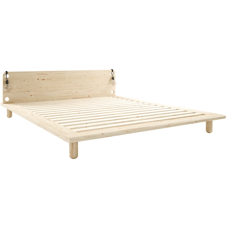 Peek Bedframe Met 2 Lampen Blank Gelakt, 180x200 cm