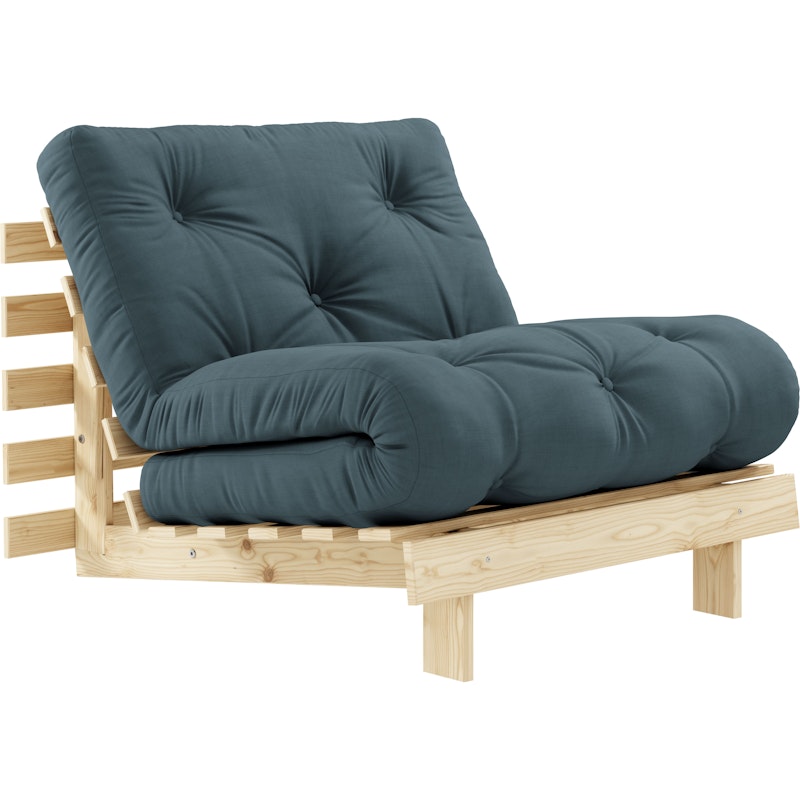 Roots 90 Loungestoel, Dennehout / Petrolblauw