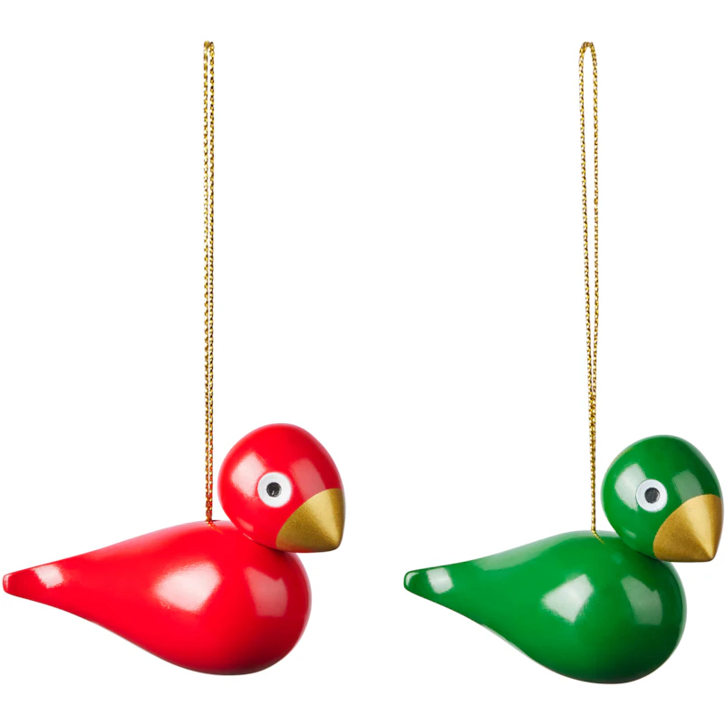 Kerstvogel 2 Stuks, Rood/Groen