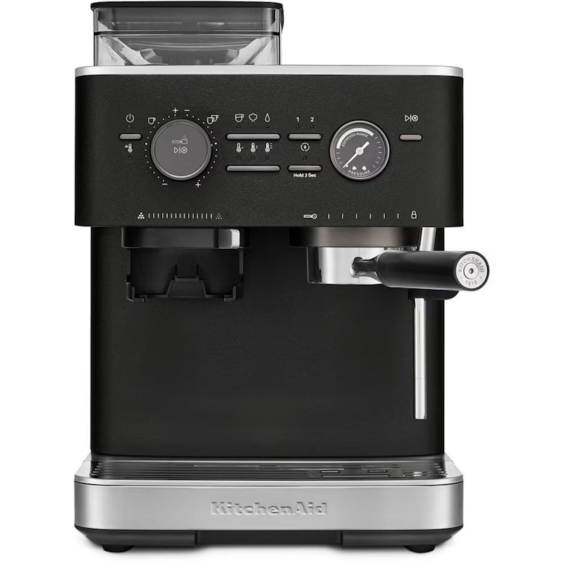 5KES6551EBK Halfautomatisch Espressomachine Met Koffiemolen, Gietijzer Zwart