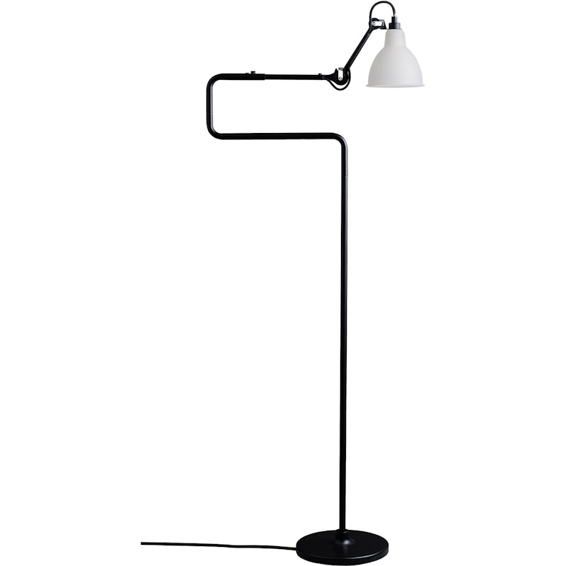 Lampe Gras N°411 Vloerlamp, Zwart / Melkglas