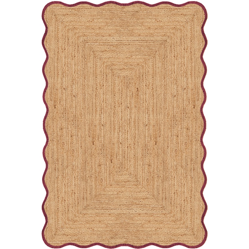 Scallop Jute Vloerkleed 180x270 cm, Wijnrood