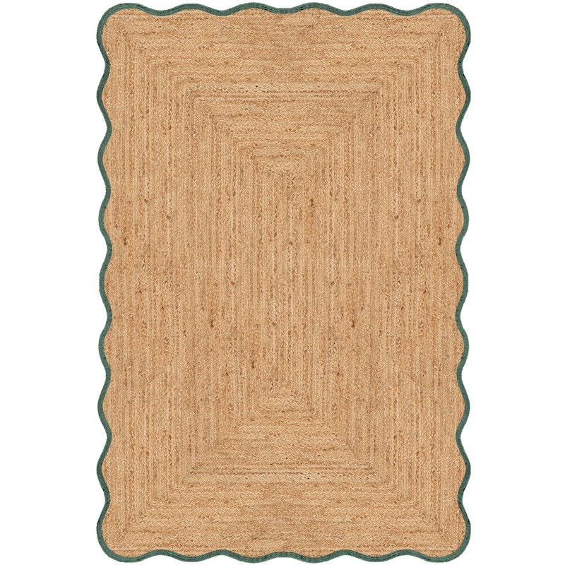 Scallop Jute Vloerkleed 250x350 cm, Donkergroen