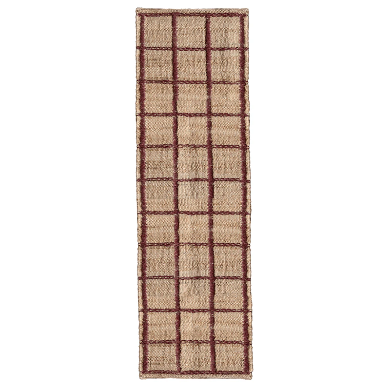 Strata Jute Vloerkleed 75x240 cm, Wijnrood