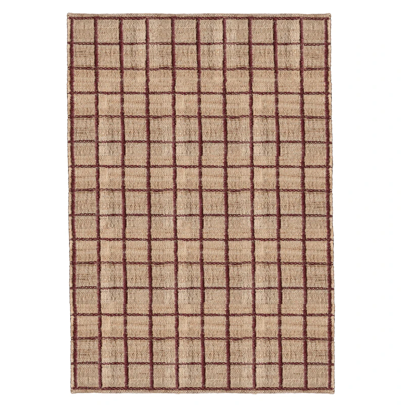 Strata Jute Vloerkleed 140x200 cm, Wijnrood