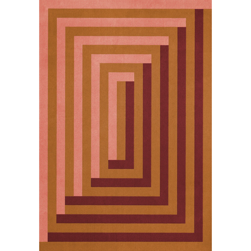 Teklan Labyrinth Wollen Vloerkleed 250x350 cm, Koraal / Roze
