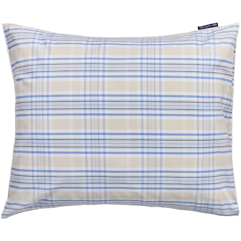 Checked Poplin Kussensloop 50x60 cm, Beige/Blauw