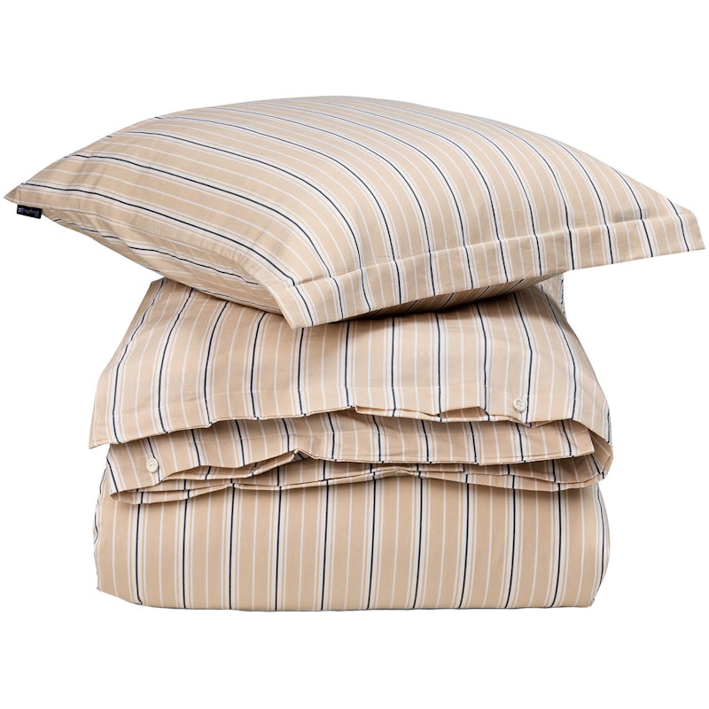 Striped Poplin Bedset 150x210 + 50x60 cm, Beige