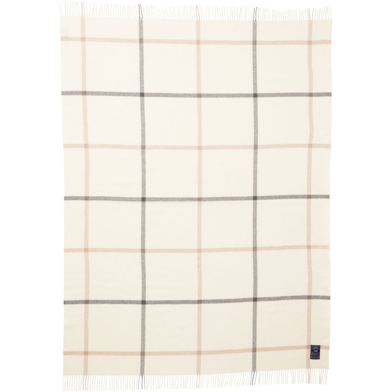 Checked Recycled Wool Plaid 130x170 cm, Gebroken Wit / Grijs / Beige