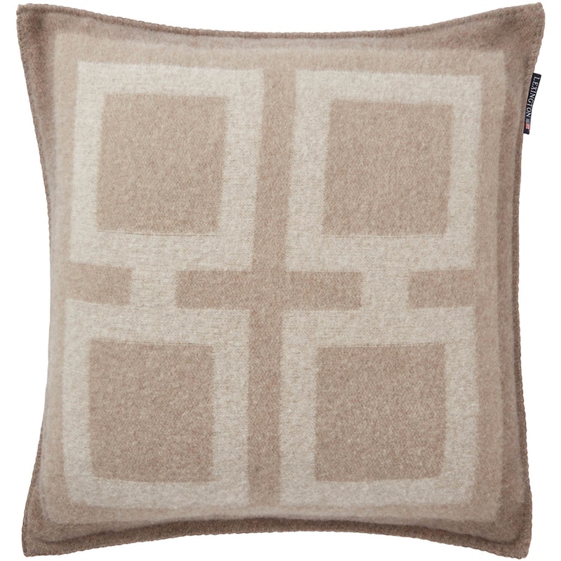 Graphic Recycled Wool Kussenhoes 50x50 cm, Beige/Bruin