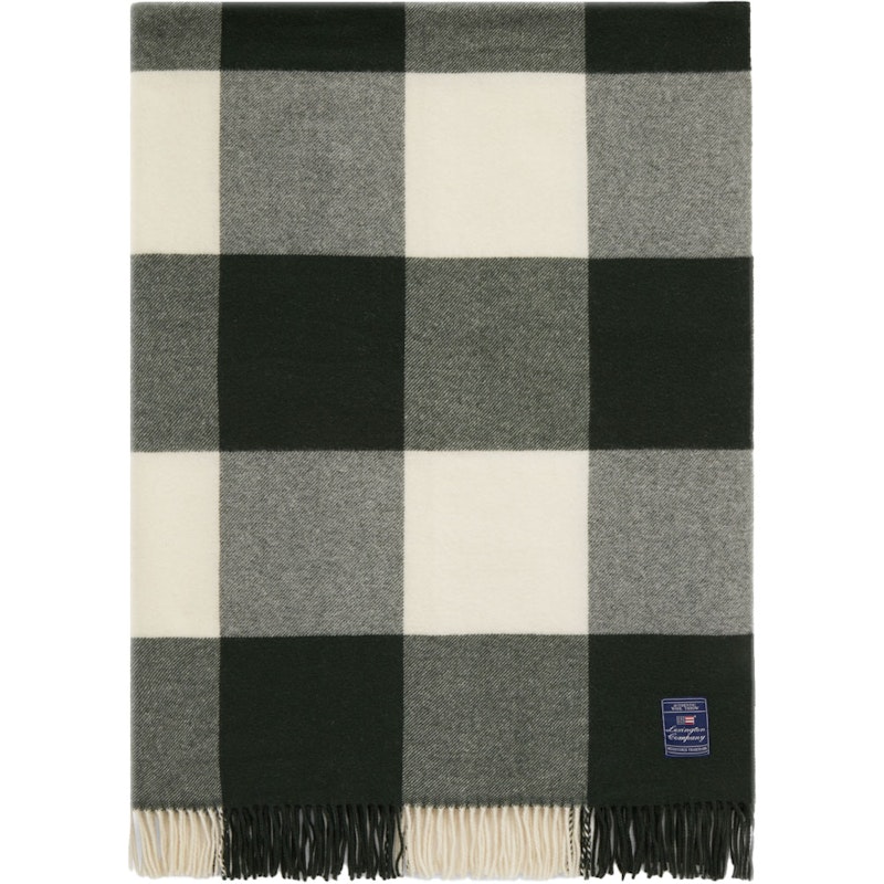 Checked Plaid Gerecyclede Wol 130x170 cm, Wit/Groen