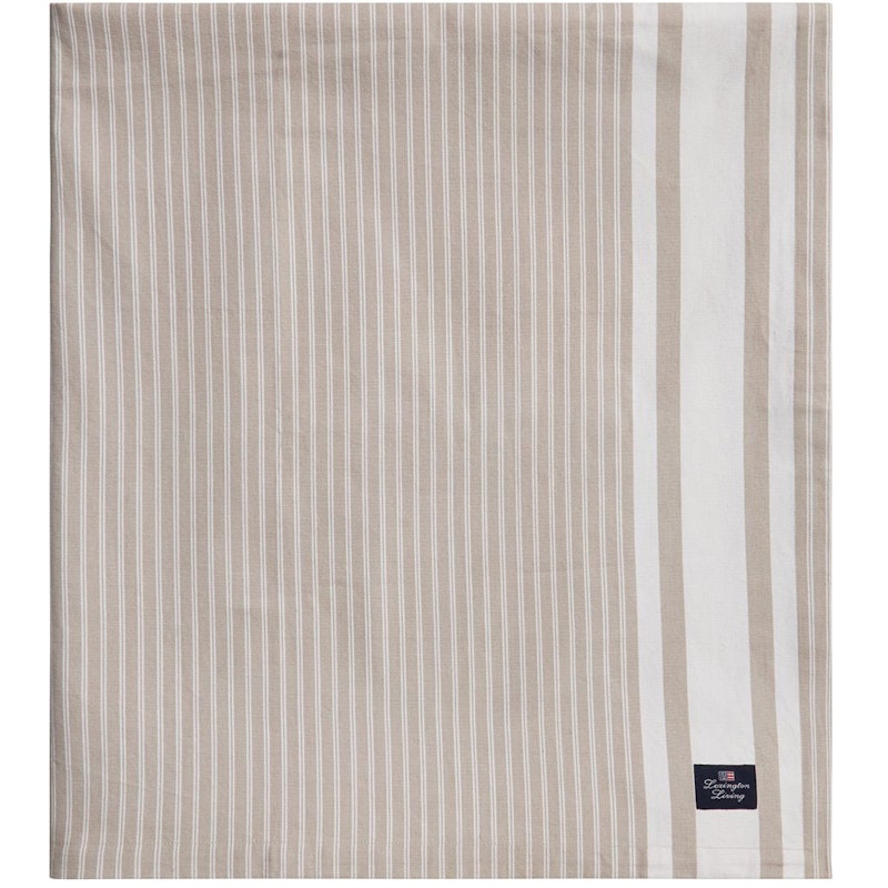 Icons Striped Organic Cotton Oxford Tafelkleed 150x250 cm, Beige / Wit