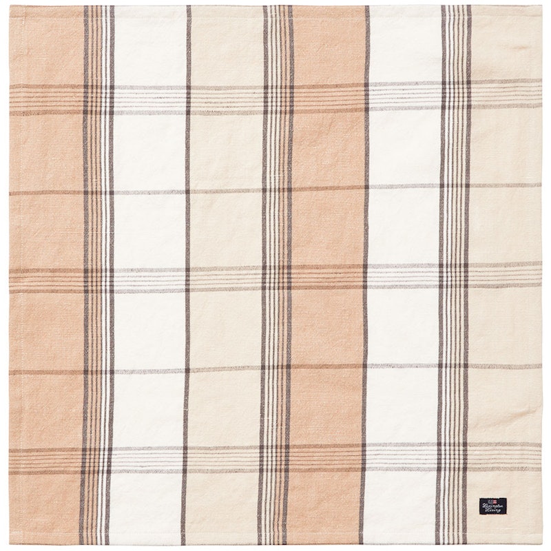 Linen/Cotton Checked Stoffen Servet 50x50 cm, Wit/Beige