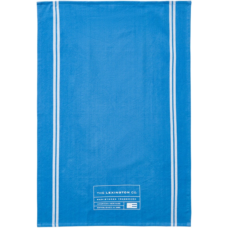 Organic Cotton Theedoek met Zijstrepen 50x70 cm, Blauw/Wit