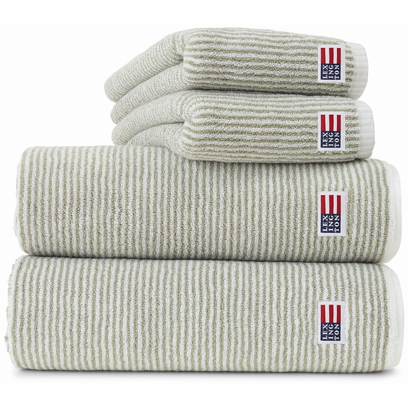 Original Striped Handdoek Wit / Vintage Green, 50x70 cm