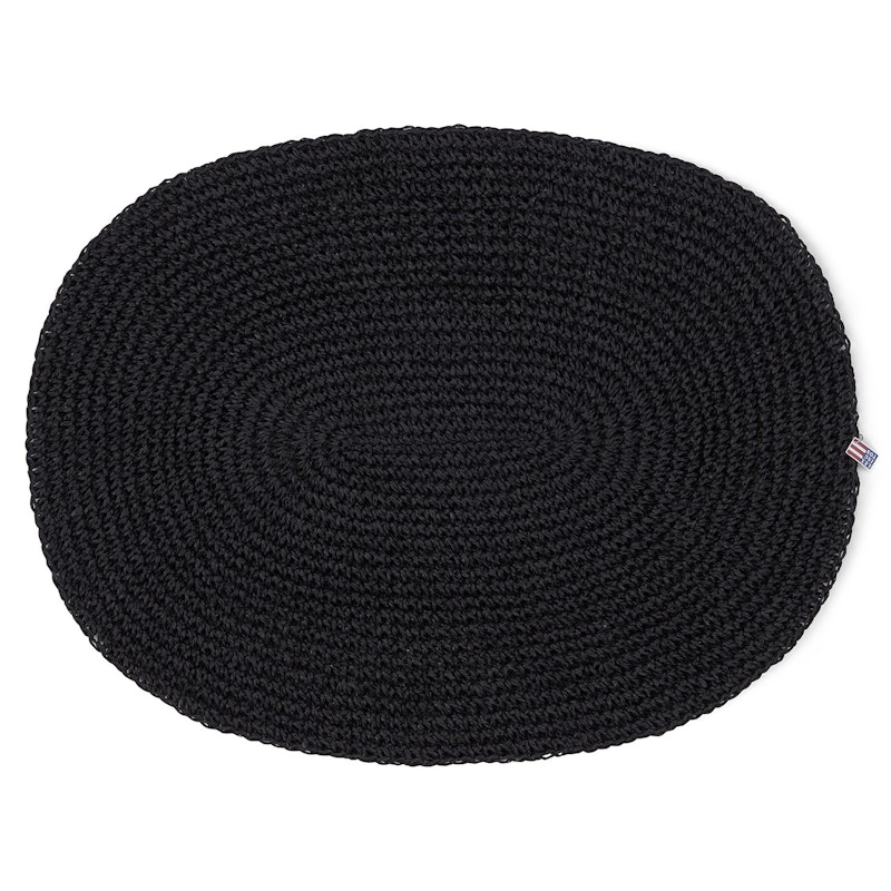 Oval Paper Straw Placemat 35x45 cm, Zwart