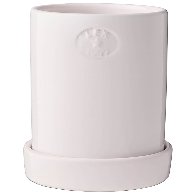 Pot Met Schotel H18 cm, Wit